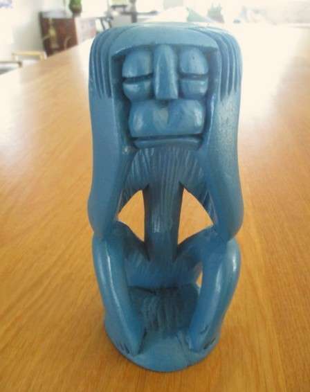 Four Colourful hand carved & painted Wise Monkeys - African style - See, hear, speak and do no evil