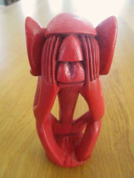 Four Colourful hand carved & painted Wise Monkeys - African style - See, hear, speak and do no evil