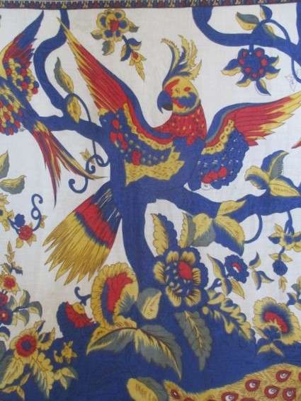 A large hand dyed soft Indian cloth/throw with striking exotic birds