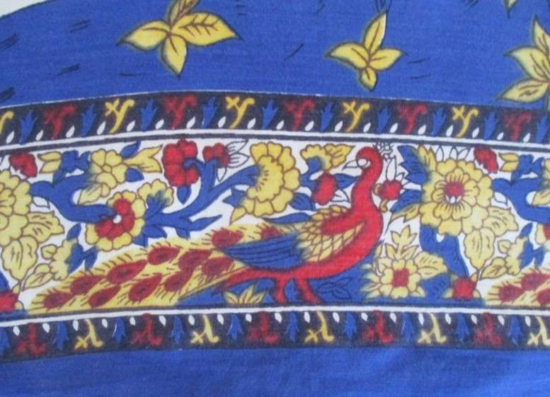 A large hand dyed soft Indian cloth/throw with striking exotic birds