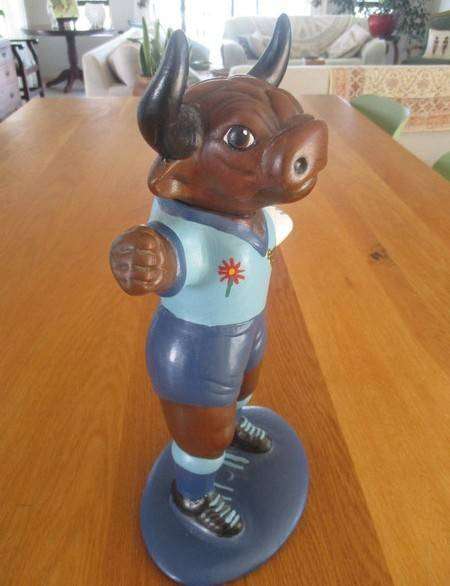 Large ceramic Blue Bull statue for the Mancave