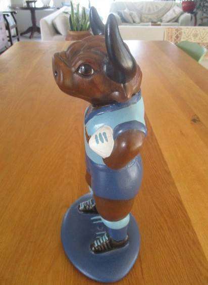 Large ceramic Blue Bull statue for the Mancave