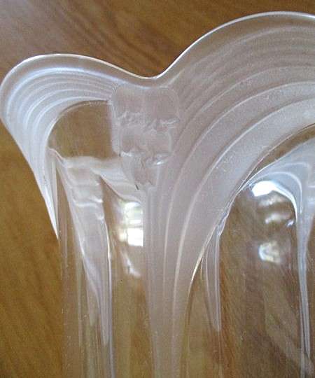 Beautiful Mikasa heavy glass vase with Lily of the Valley frosted glass accents