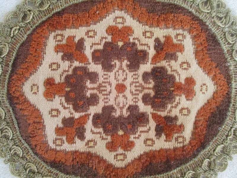 Four small round Belgium velvet tapestry cloths - excellent condition