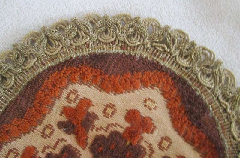 Four small round Belgium velvet tapestry cloths - excellent condition