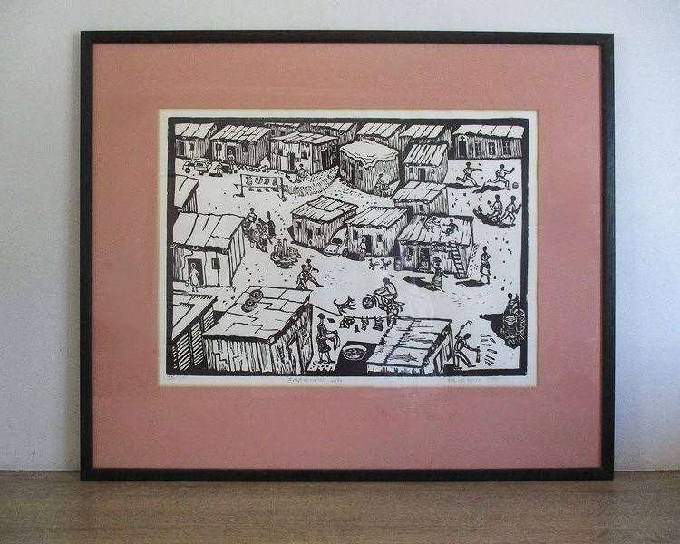 Patrick Holo limited edition linocut no 38/50 entitled Enverometal Life - original signature