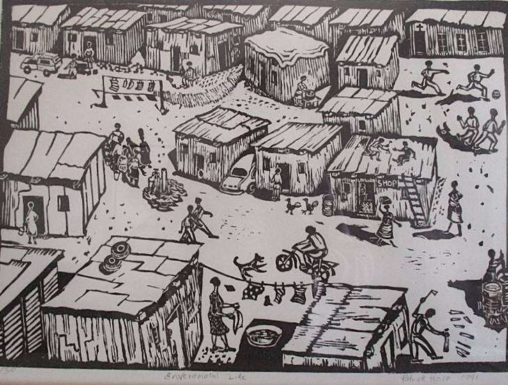 Patrick Holo limited edition linocut no 38/50 entitled Enverometal Life - original signature