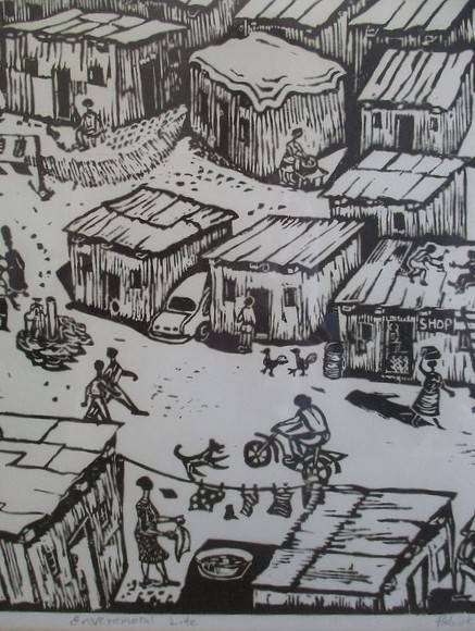 Patrick Holo limited edition linocut no 38/50 entitled Enverometal Life - original signature