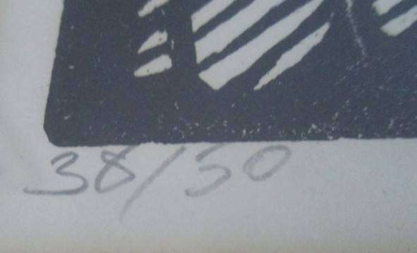 Patrick Holo limited edition linocut no 38/50 entitled Enverometal Life - original signature