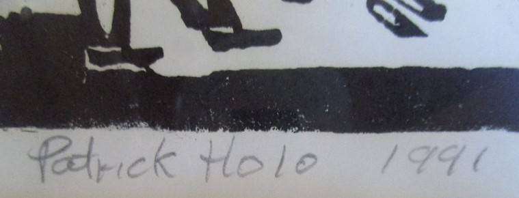 Patrick Holo limited edition linocut no 38/50 entitled Enverometal Life - original signature