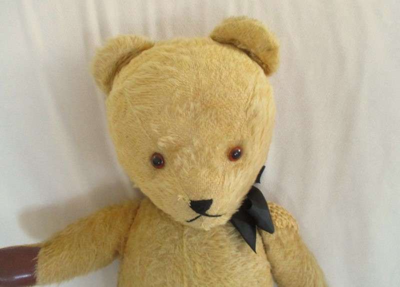 Three real vintage golden mohair Teddy bears - one Merrythought? and two Ark bears
