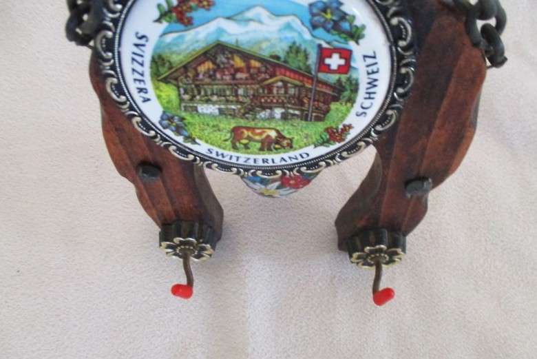 Vintage Swiss cow bell wall hanging key rack plus cute key ring