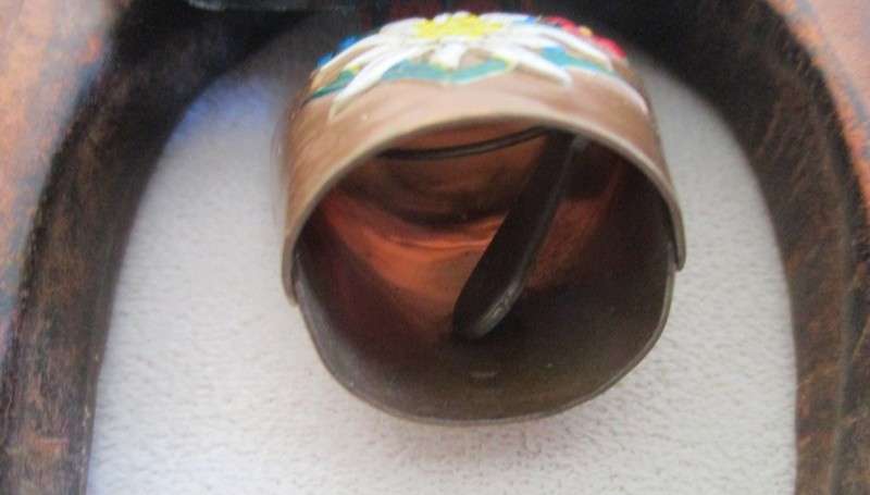 Vintage Swiss cow bell wall hanging key rack plus cute key ring