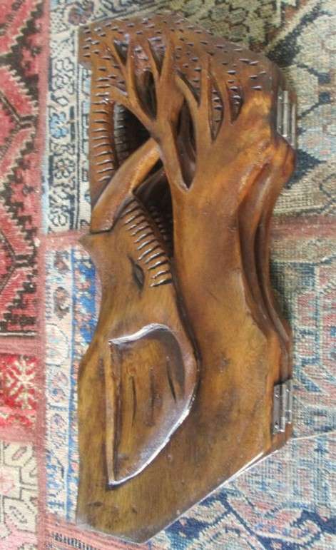 Awesome very heavy hand carved solid wood table from Kampala, Uganda (signed by artist Sekyanzi)