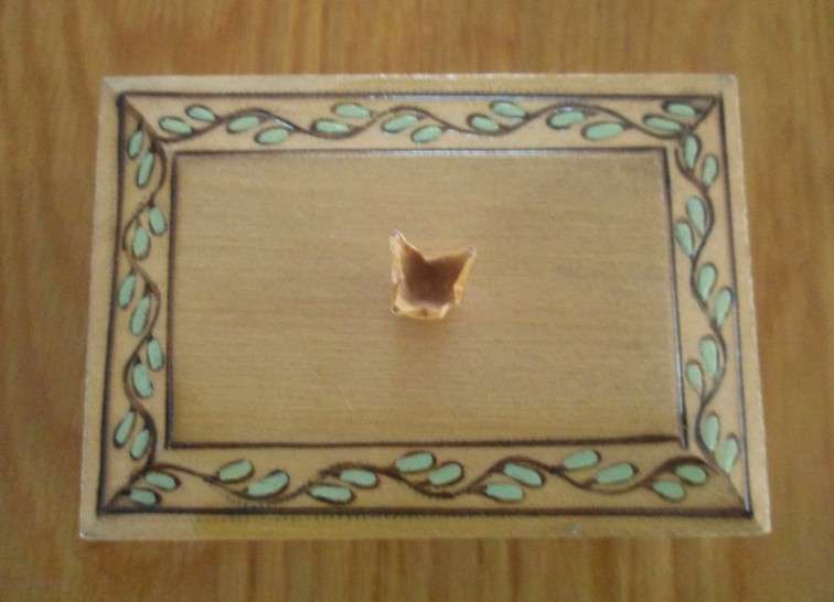 Decorative small vintage hand painted wooden box made in Witney, England