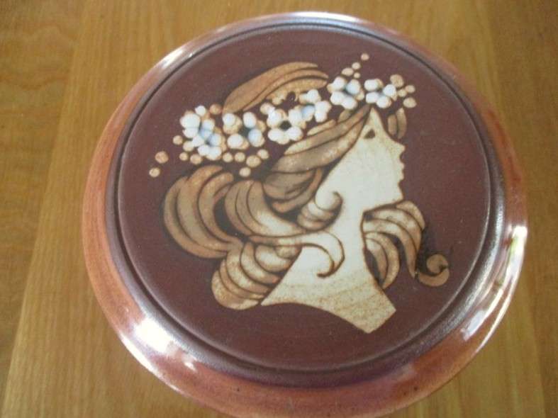 Vintage 1960`s South African Liebermann pottery dish with lid.