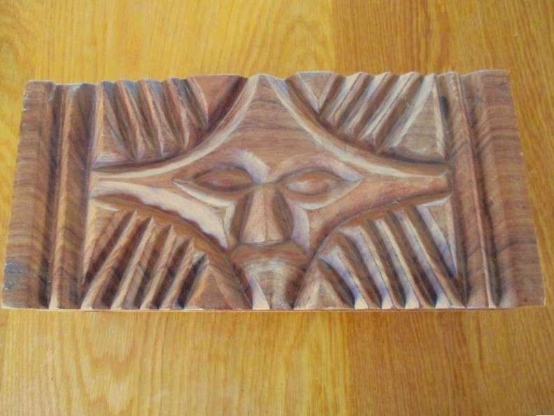 Large African hand carved solid wood box