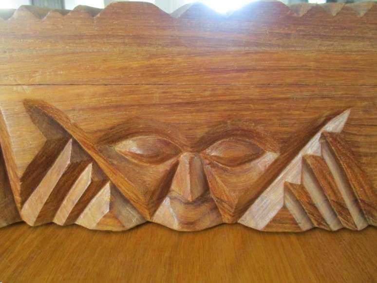 Large African hand carved solid wood box