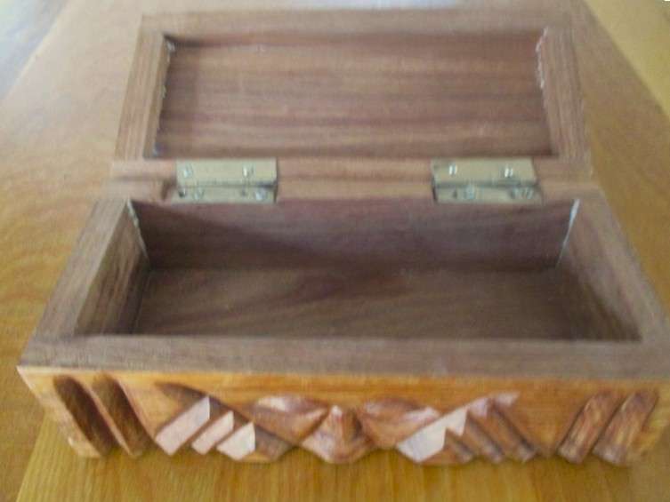 Large African hand carved solid wood box