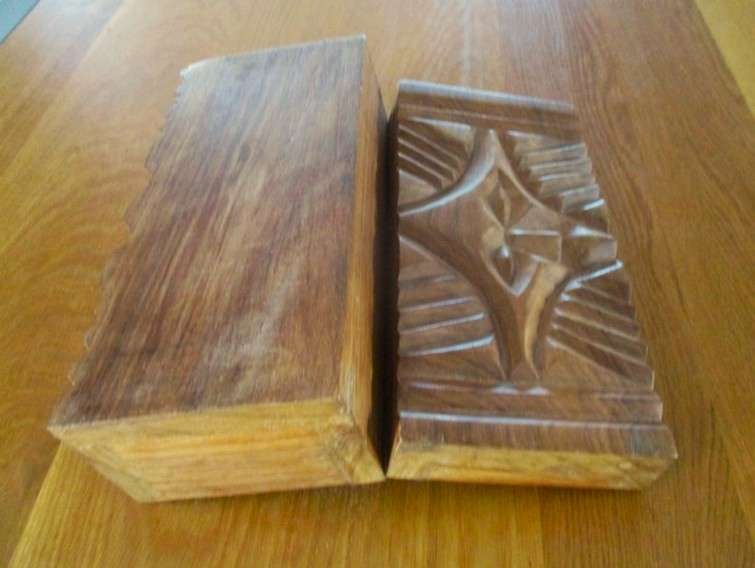 Large African hand carved solid wood box