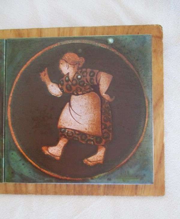 Vintage Irish Hand Painted Tiles on Wood - Nagging Wife & Long-Suffering Husband