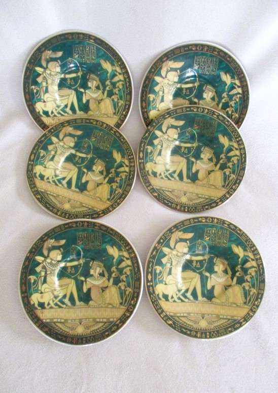 Really stunning Fathi Mahmoud, Egypt Limoges turkish coffee/expresso set of six cups and saucers