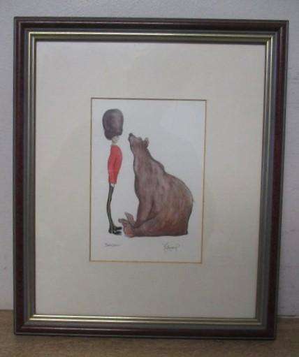 The most charming, winsome framed print - "bearskin" by artist Claire Minter-Kemp, Bristol