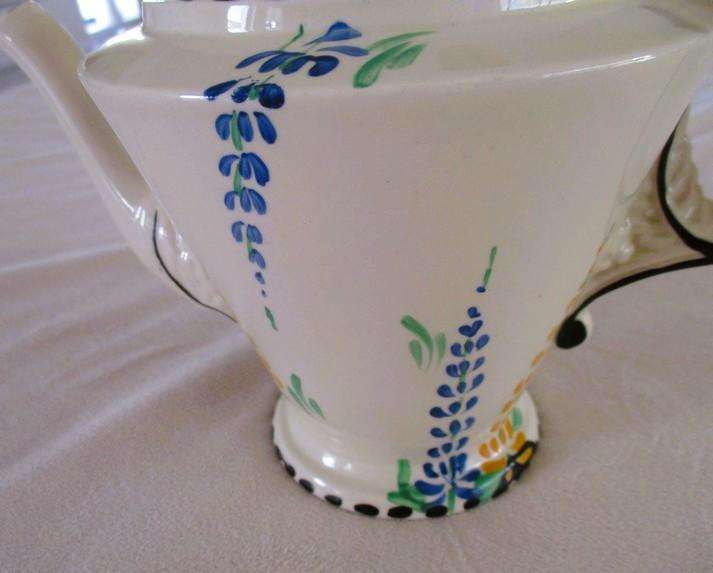 Rare 1930's Art Deco Burleigh Ware Zenith teapot with blue and yellow lupins