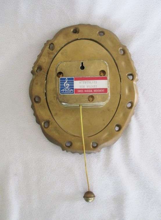 Vintage Hummel musical pull string frame playing Mozart's Wiegenlied - Boy playing flute