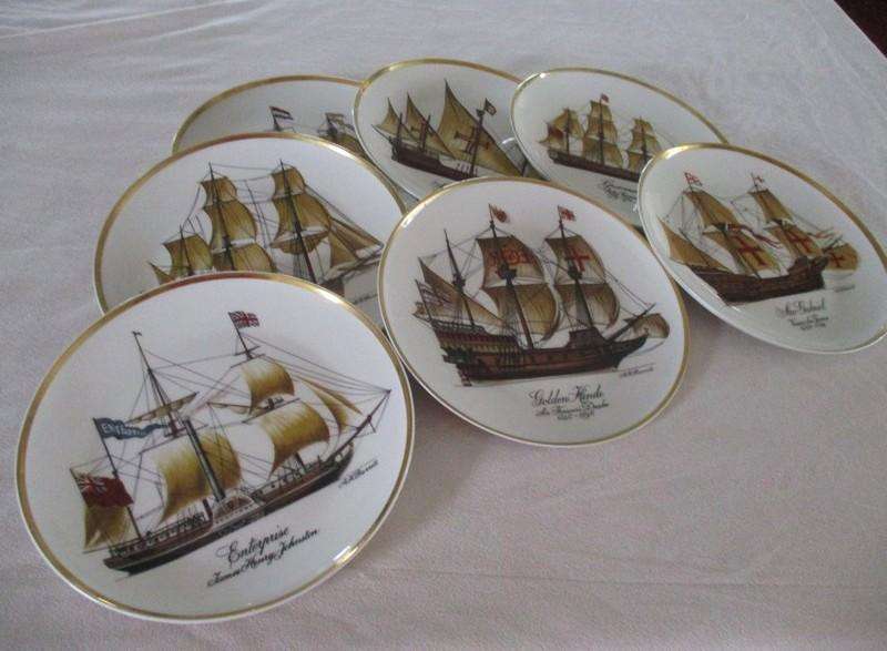 Tall ships - seven limited edition Huguenot Royal Heritage plates
