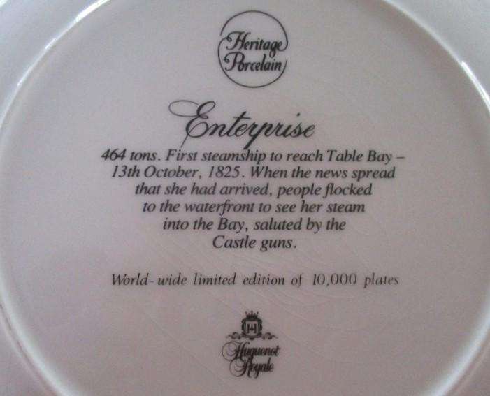 Tall ships - seven limited edition Huguenot Royal Heritage plates