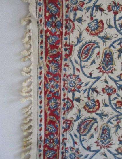 A beautiful vintage square hand blocked (natural dyed) Meshkat Iranian Ghalamkar cloth -signed