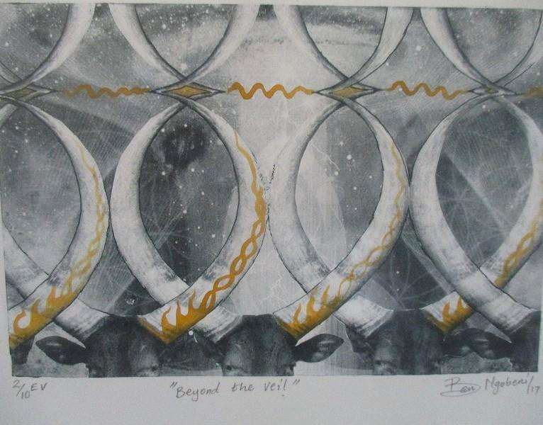 "Beyond the Veil" - limited no.2 of 10 by Ben Ngobeni - original signature in pencil - framed