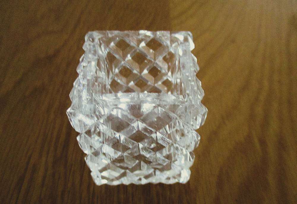 Exquisite Bohemian Czech crystal condiment set on crystal tray - nice size