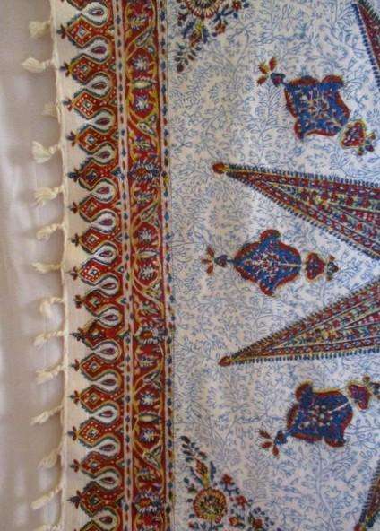 Large vintage hand blocked (natural dyed) Iranian Mostata Ghalamkar  cloth - signed