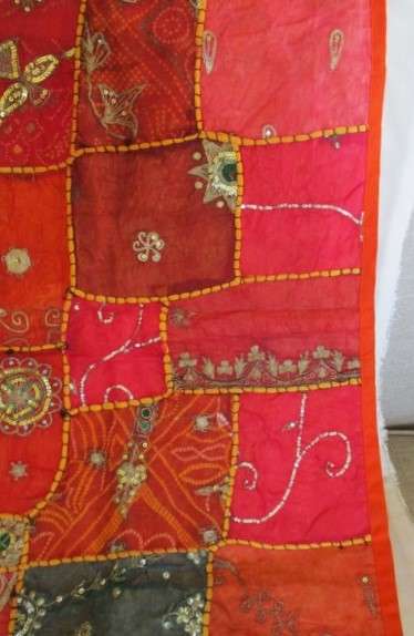 Two vintage ornate hand embroidered Indian/Thai wall hangings/cloths/couch backers