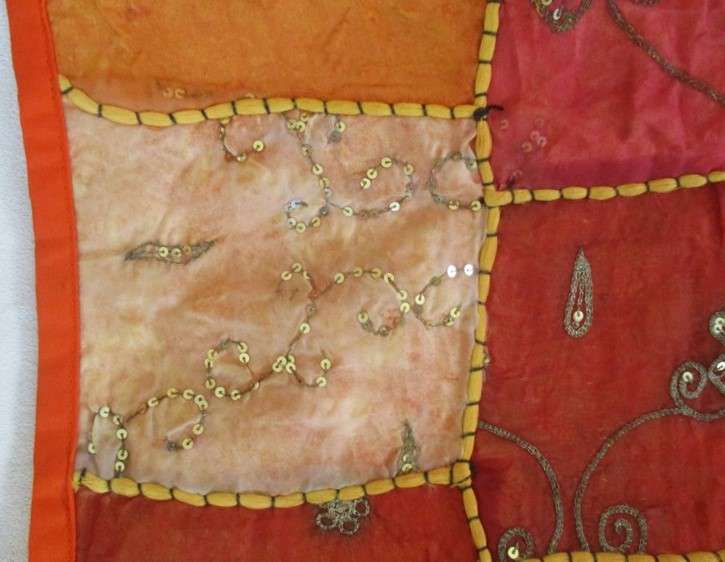 Two vintage ornate hand embroidered Indian/Thai wall hangings/cloths/couch backers