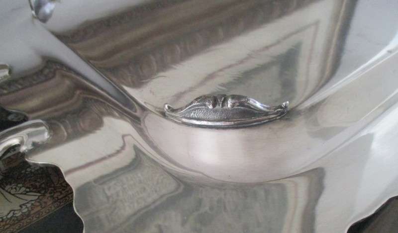 Large, vintage Marlboro, Canada Old English Reproduction footed silver plated serving tray