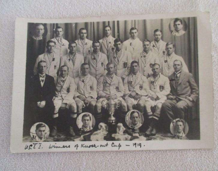 Rare! Antique 1919 photo postcards Ikey (UCT) rugby team- very first match between Ikeys & Maties