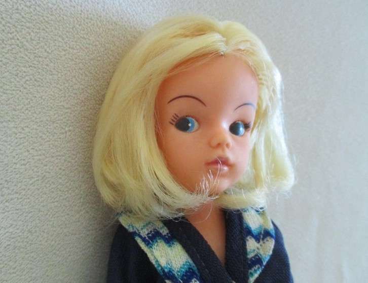 A vintage and unusual 1960's Sindy doll with numbers under hair