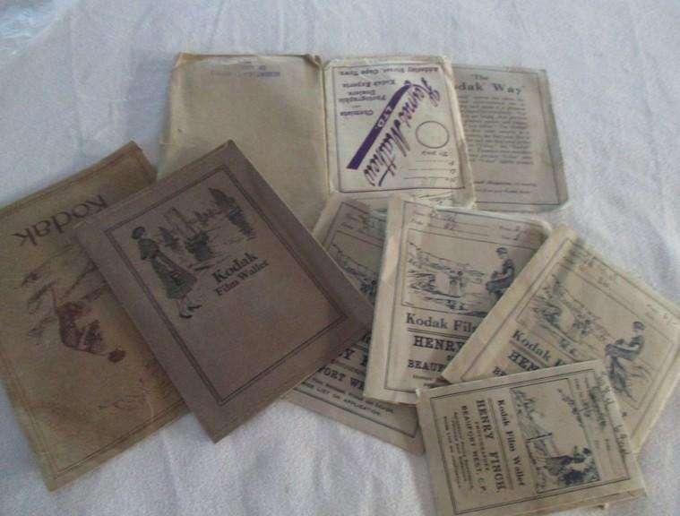 1920's - A batch of nine old Kodak film wallets - some with negatives