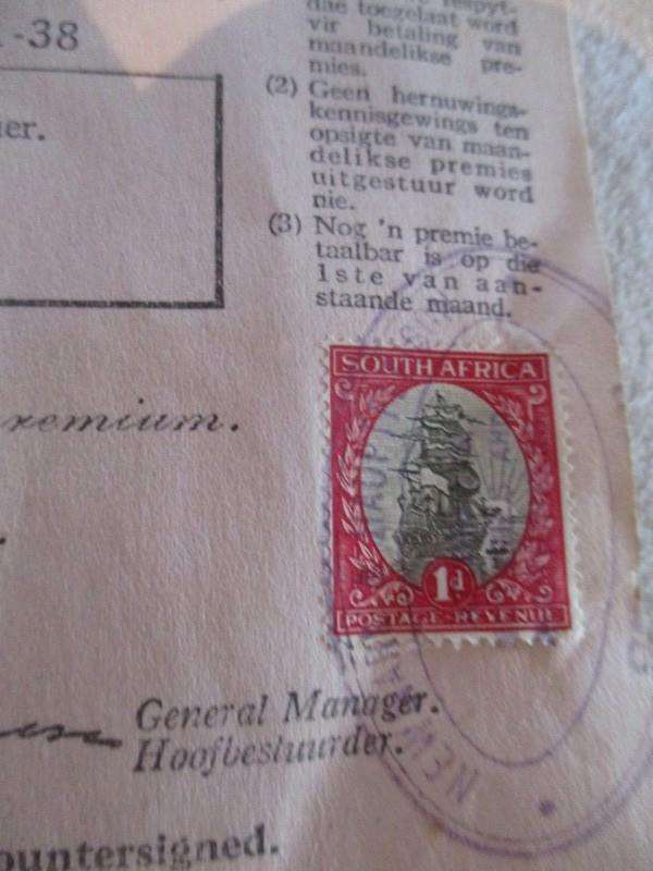 Batch of 22 Assurance company receipts all with Union of South Africa 1d stamps