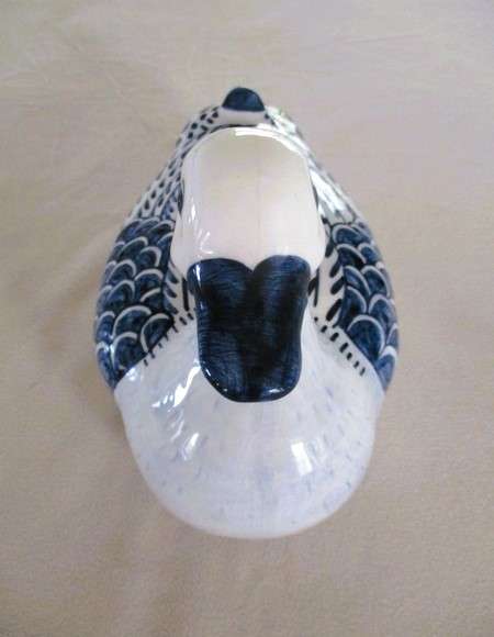 Two stunning large blue and white porcelain ducks