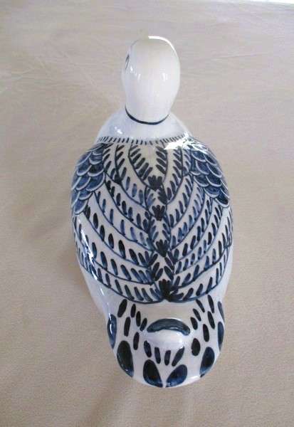 Two stunning large blue and white porcelain ducks