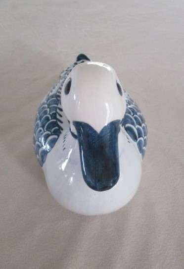 Two stunning large blue and white porcelain ducks