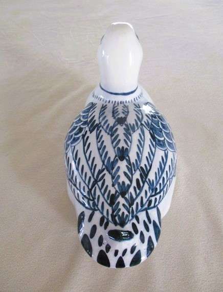 Two stunning large blue and white porcelain ducks