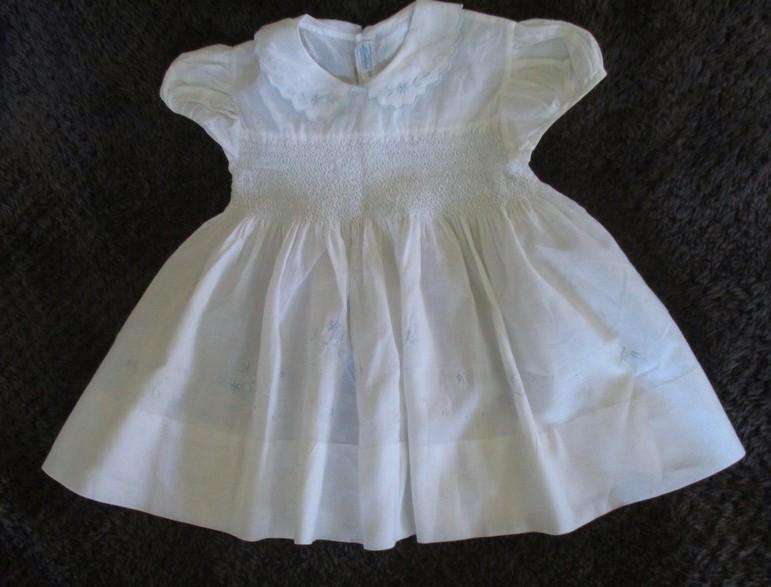 Vintage Madeira hand embroidered and smocked Baby dress for baby/display/or special antique doll