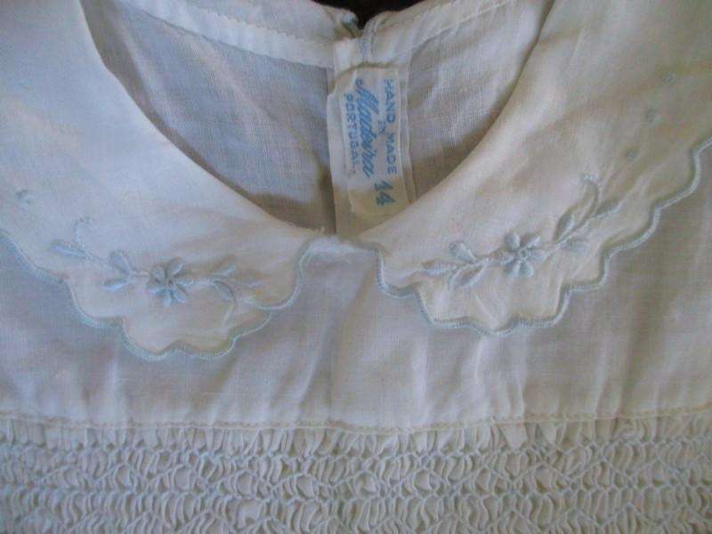 Vintage Madeira hand embroidered and smocked Baby dress for baby/display/or special antique doll
