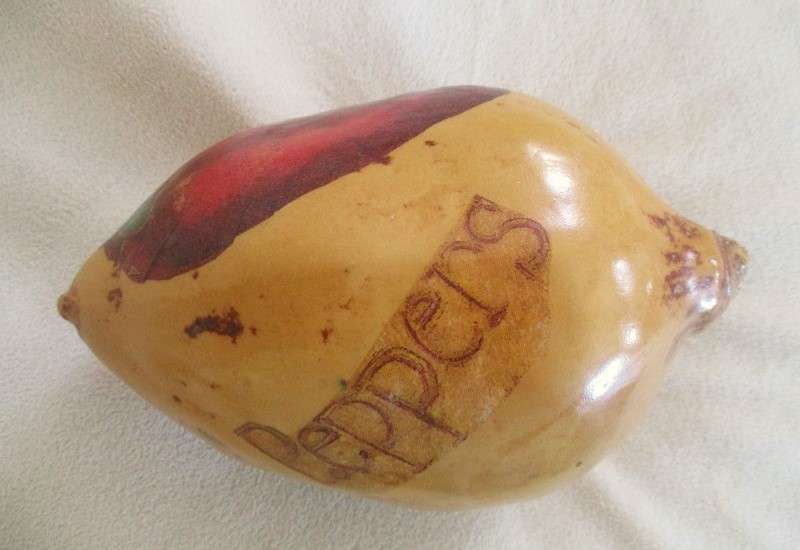 Four real hand painted and very decorative Calabashes