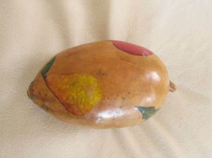 Four real hand painted and very decorative Calabashes